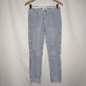 Paige Women's Blue White Striped Verdugo Crop Denim Jeans Size 27